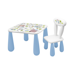 MALTEX SET LUNA TOWN Stolik dla dzieci + krzesełko biały/niebieski