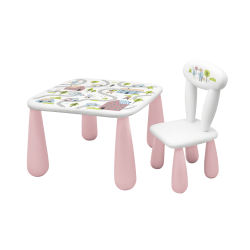 MALTEX SET LUNA TOWN Stolik dla dzieci + krzesełko biały/różowy
