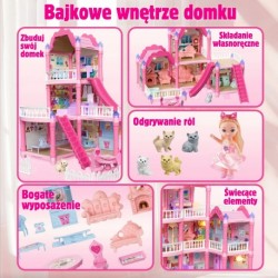 WOOPIE 56997 Różowa Villa Domek dla lalek 296el.