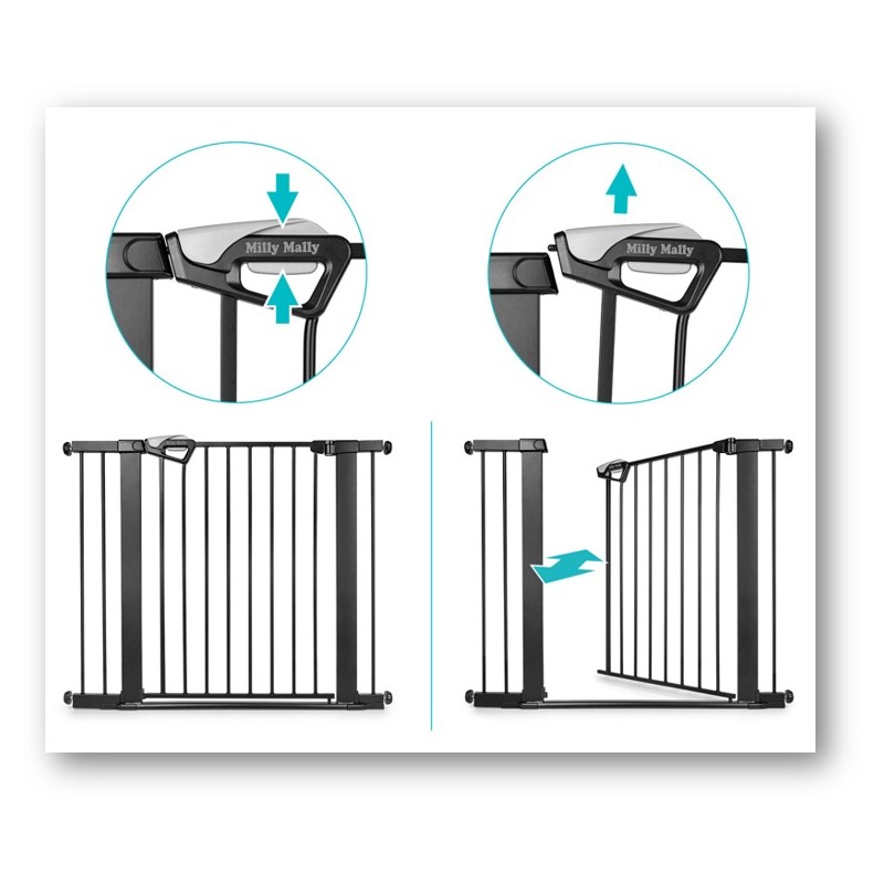 MILLY MALLY 6577 Bramka zabezpieczająca - barierka na schody z rozszerzeniem Guardy 104 Black