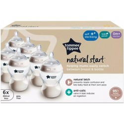227324 Zestaw butelek Tommee Tippee Natural Start Slow-Flow antykolkowych 260 ml 6 szt