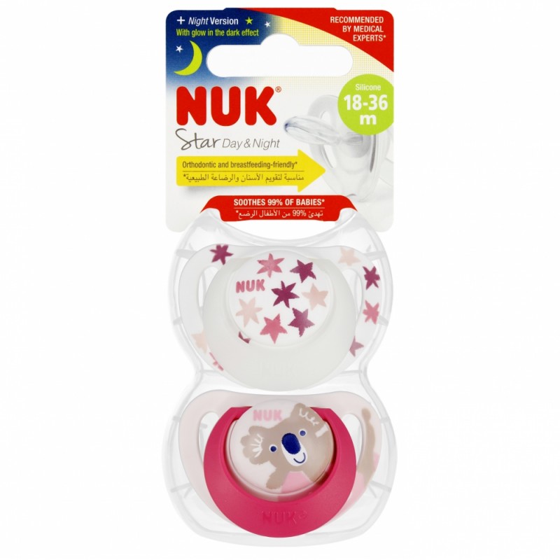 NUK 739735 Smoczek uspokajający 18-36m D&N różowy/biały 2 szt. 541456