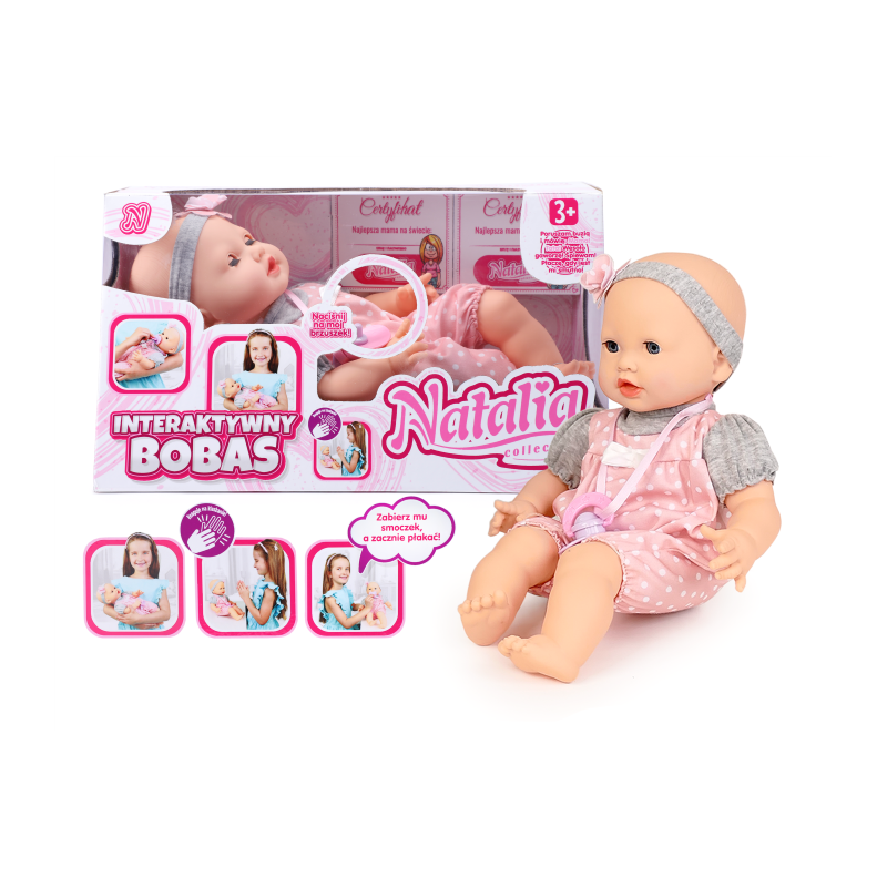 ARTYK 187711 Lalka NATALIA Bobas mimiczny ze smoczkiem 41 cm