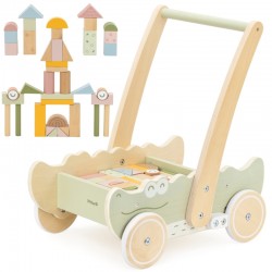 VIGA 44278 Drewniany wózek na klocki Pchacz