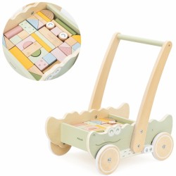 VIGA 44278 Drewniany wózek na klocki Pchacz