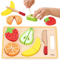 VIGA 44789 Drewniana Układanka edukacyjna Montessori Owoce