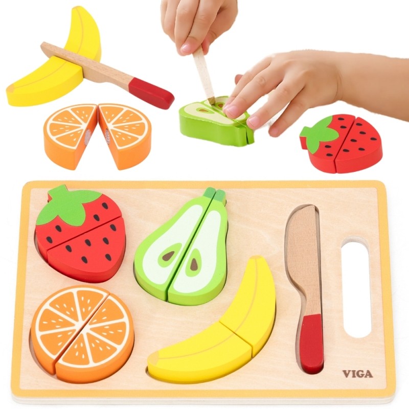 VIGA 44789 Drewniana Układanka edukacyjna Montessori Owoce