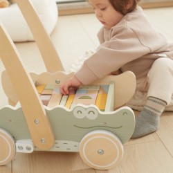 VIGA 44278 Drewniany wózek na klocki Pchacz