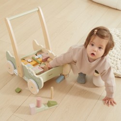 VIGA 44278 Drewniany wózek na klocki Pchacz