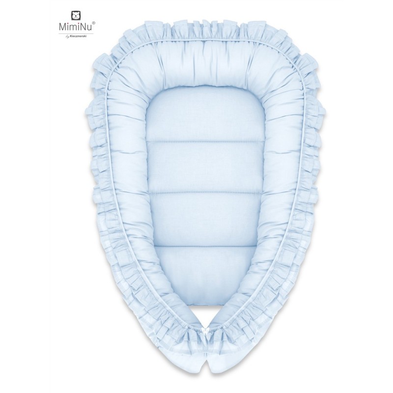 KIECZMERSKI Kokon niemowlęcy 55x75 cm ROYAL z falbanką błękit