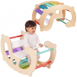 WOOPIE 58205 GREEN Drewniany Tęczowy Bujak i Mostek 2w1