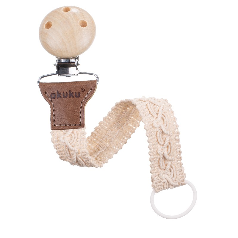 AKUKU A0715 Tasiemka / zawieszka do smoczka bawełna ecru
