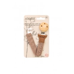 AKUKU A0716 Tasiemka / zawieszka do smoczka bawełna beż