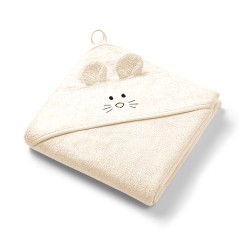 B.O.1553/07 Okrycie kąpielowe bambusowe z kapturkiem 100x100cm kremowe