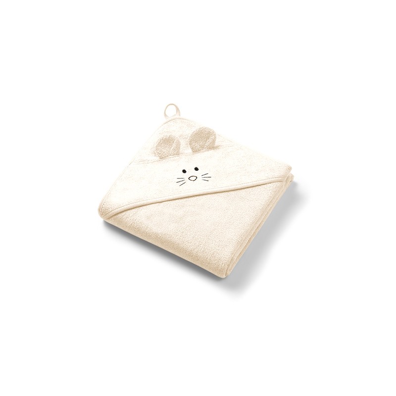 B.O.1553/07 Okrycie kąpielowe bambusowe z kapturkiem 100x100cm kremowe