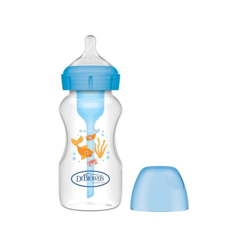 WB91802 BUTELKA SZEROKA SZYJKA 270ML OPTIONS PLUS NIEBIESKA MORSKI