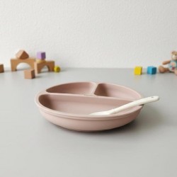 5873 TALERZYK 3-DZIELNY Z PRZYSSAWKAMI RÓŻOWY BL587