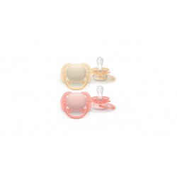 AVENT SCF091/38 Smoczek Ultra Soft 0-6m 2 szt. żółty/koral