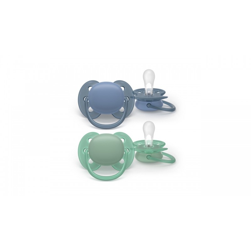 AVENT SCF091/42 Smoczek Ultra Soft 6-18m 2 szt. niebieski/zielony