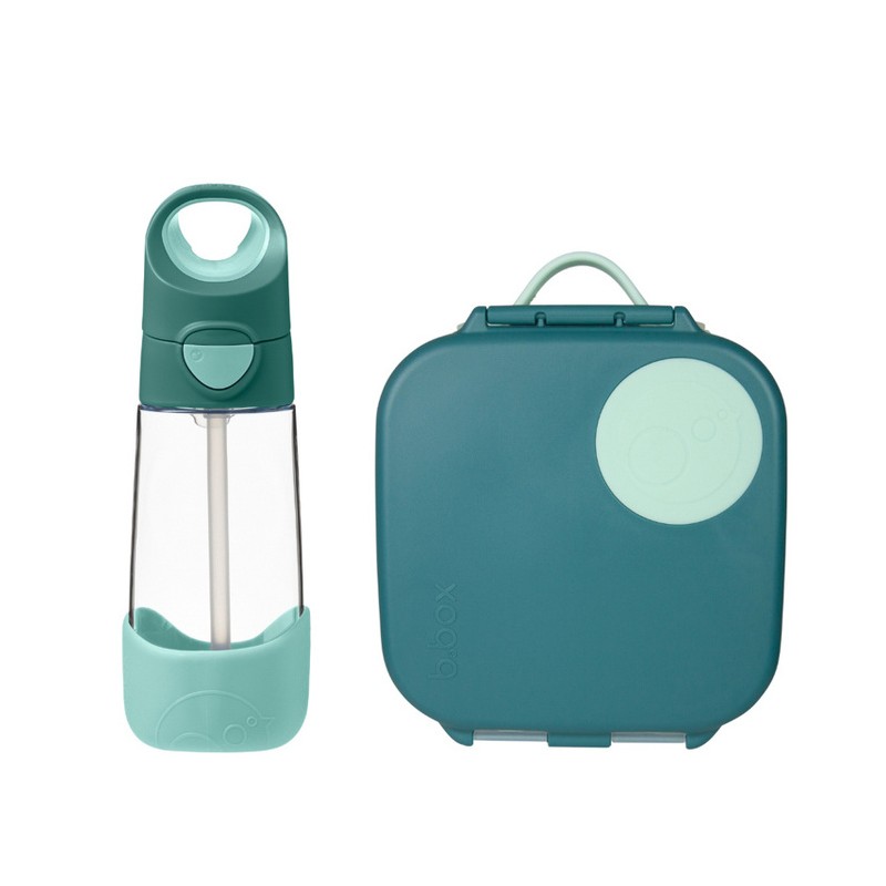 B.BOX 62054 Zestaw Mini Lunchbox + butelka tritanowa ze słomką 450 ml Emerald Forest