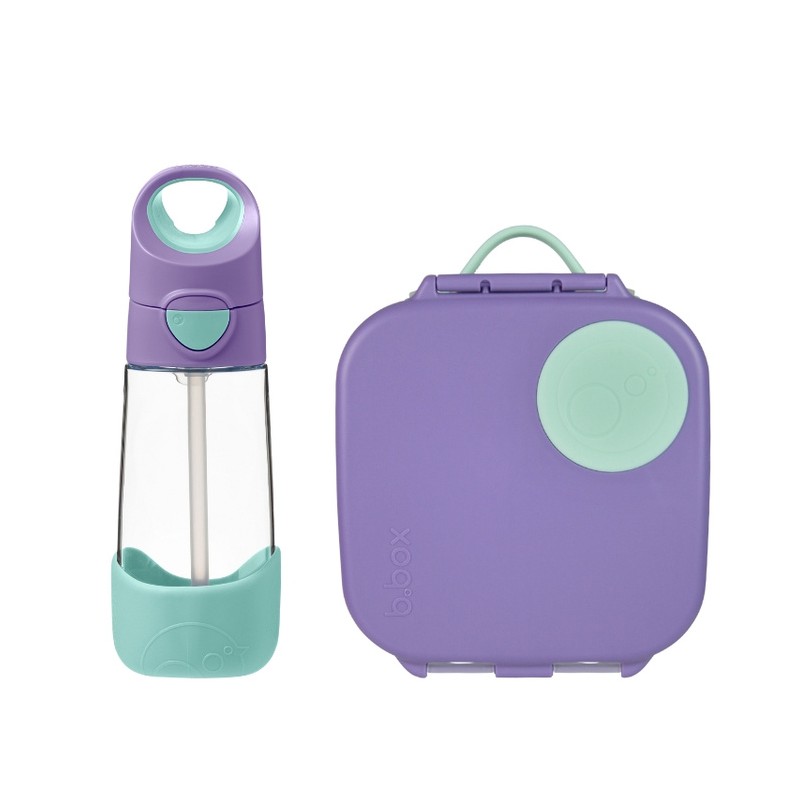 B.BOX 62351 Zestaw Mini Lunchbox + butelka tritanowa ze słomką 450 ml Lilac Pop