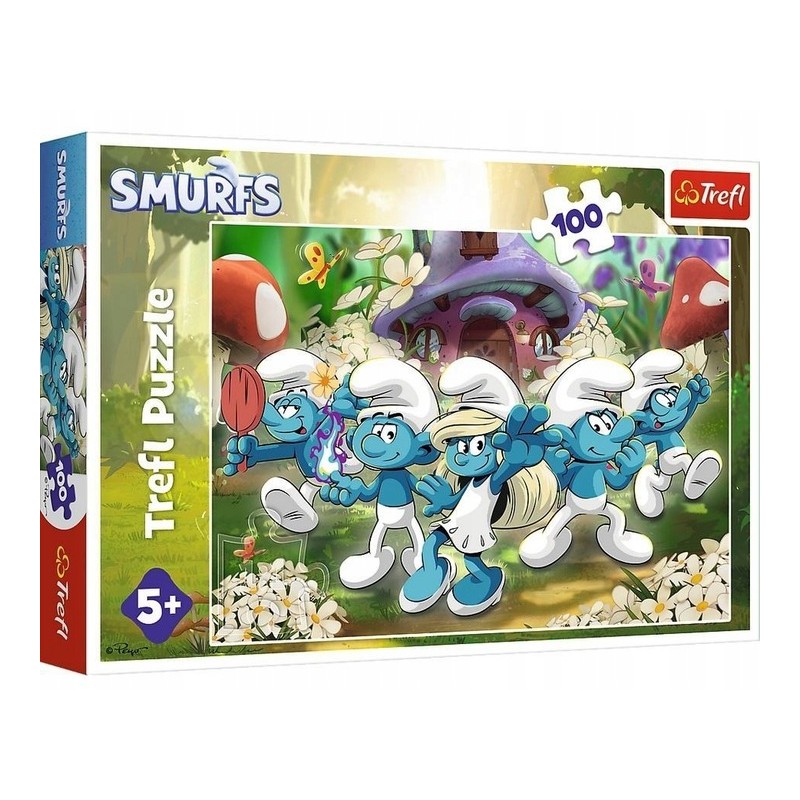 TREFL 16487 Puzzle 100 Poznaj Smerfy
