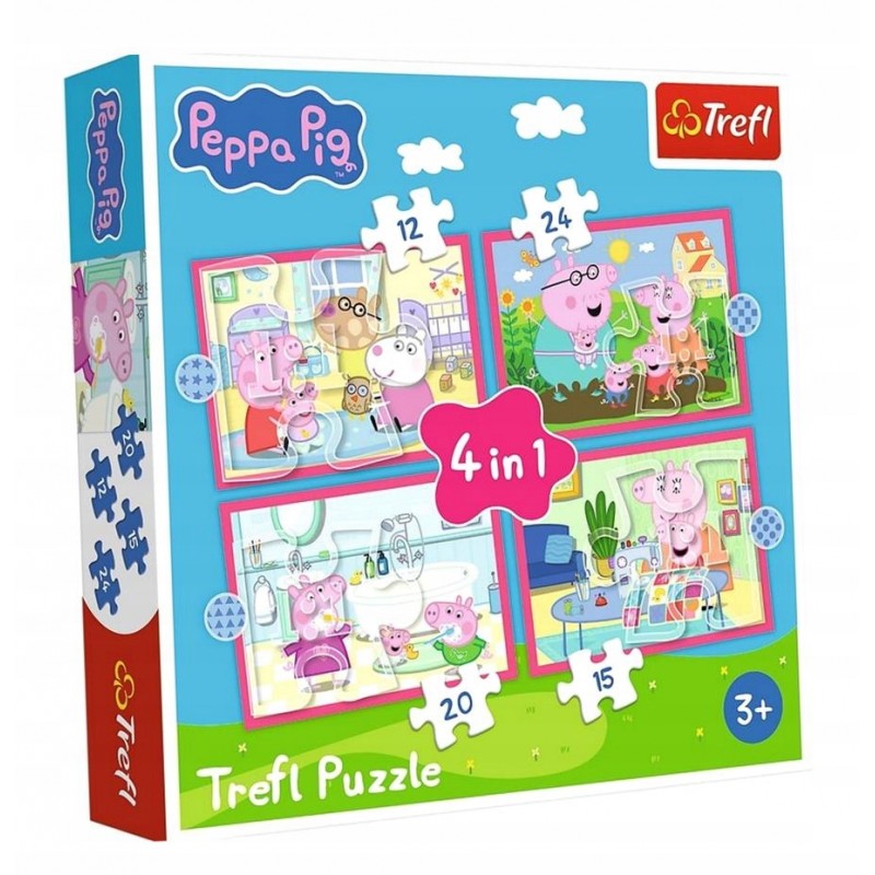 TREFL 34672 Puzzle 4w1 Peppa uwielbia przygody