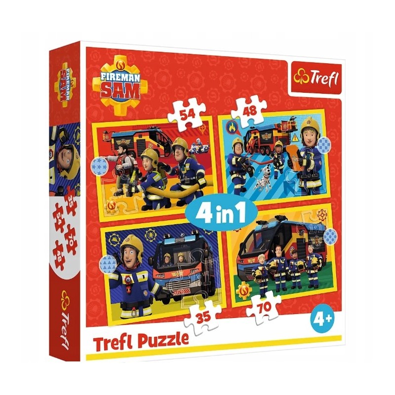 TREFL 34348 Puzzle 4w1 Strażak na sygnale