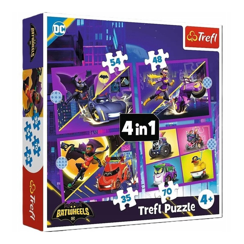TREFL 34658 Puzzle 4w1 Poznaj Batwheels