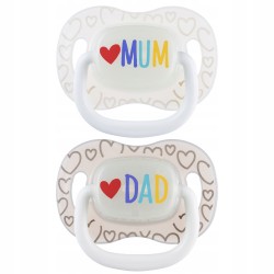 CANPOL 34/939 Smoczek uspokajający silikonowy  symetryczny 0-6m LoveMum&Dad 2 szt