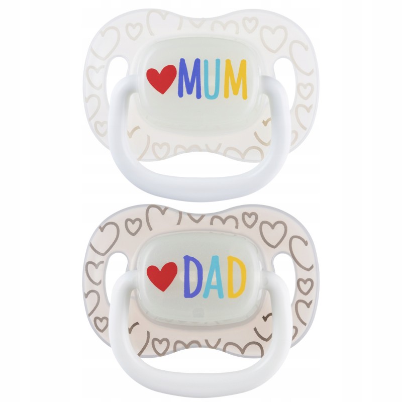 CANPOL 34/940 Smoczek uspokajający silikonowy 6-18m symetryczny LoveMum&Dad 2 szt