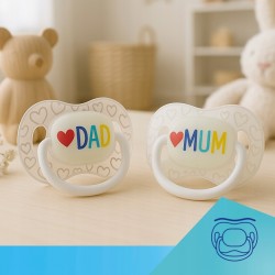 CANPOL 34/940 Smoczek uspokajający silikonowy 6-18m symetryczny LoveMum&Dad 2 szt