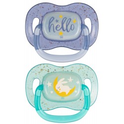CANPOL 34/942 Smoczek uspokajający silikonowy 0-6m symetryczny NightGlow 2 szt niebieski