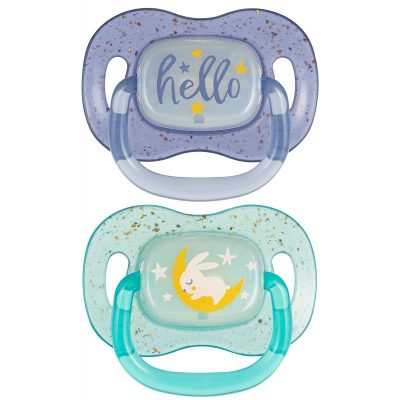 CANPOL 34/944 Smoczek uspokajający silikonowy 18+m NightGlow 2szt niebieski