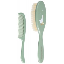 CANPOL 2/417_gre2 Szczotka i grzebień dla niemowląt z miękkim włosiem Goose