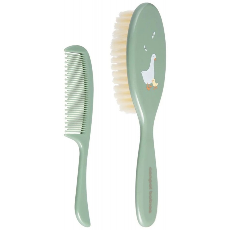 CANPOL 2/417_gre2 Szczotka i grzebień dla niemowląt z miękkim włosiem Goose