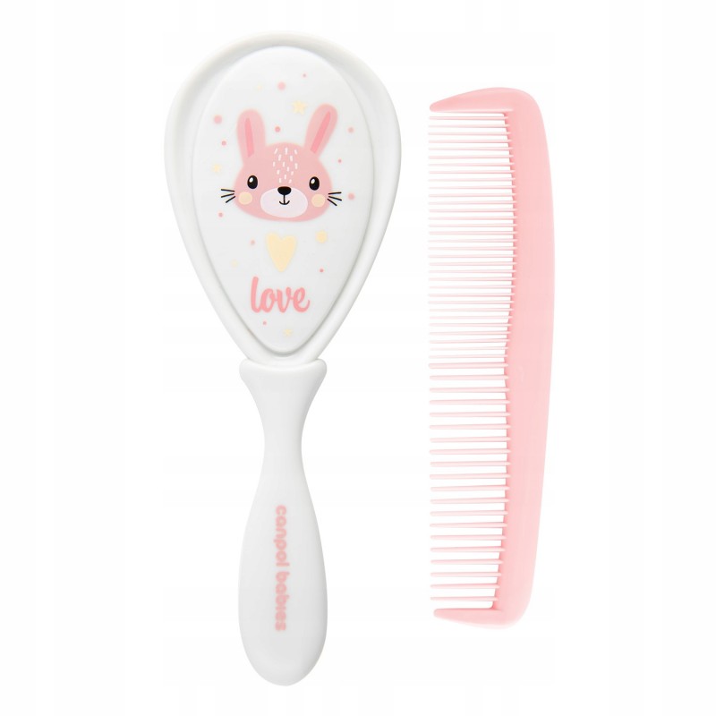 CANPOL 2/419 Szczotka + grzebień do włosów  twarda różowy
