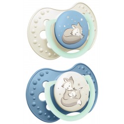 LOVI 22/913 Smoczek silikonowy dynamiczny 0-6m 2 szt Night&Day Boy