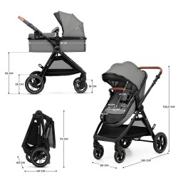 KINDERKRAFT Wózek wielofonkcyjny ESME 3w1 Moonlight Grey + MINK PRO 2