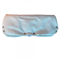 MATEX Mufka TRIPPI do wózka, biała eco skóra z szarym pluszem