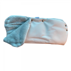 MATEX Mufka TRIPPI do wózka, biała eco skóra z szarym pluszem