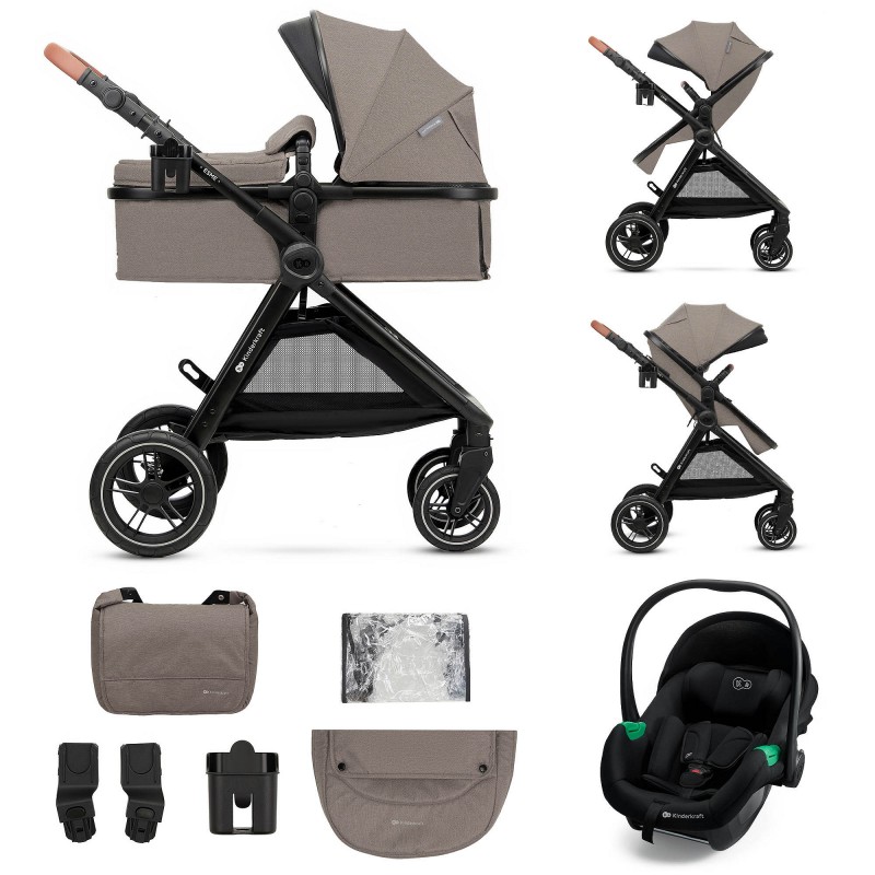 KINDERKRAFT Wózek wielofunkcyjny ESME PRO 3W1 Sand Beige + MINK PRO 2