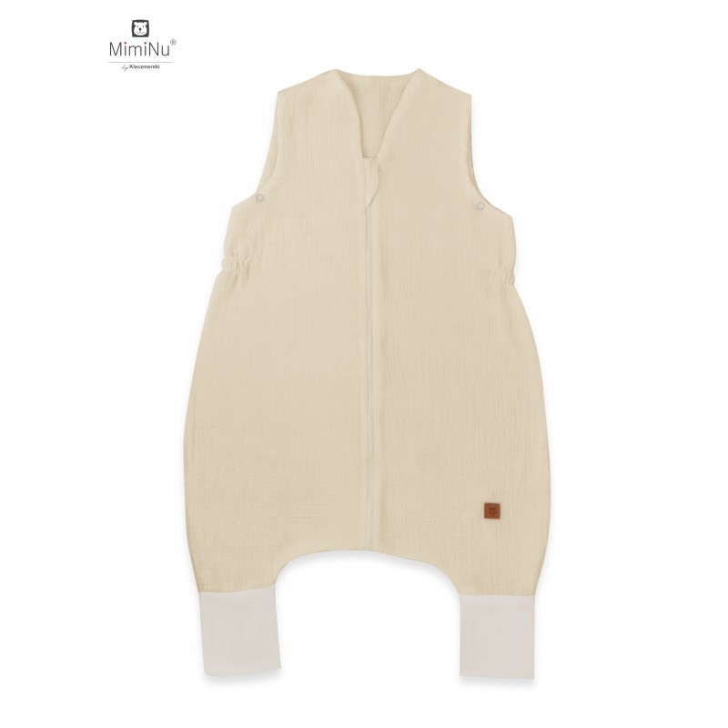 KIECZMERSKI Śpiworek do spania letni z nogawkami MUŚLIN S bawełna 100% 1-2,5 lat, 0,5-1TOG ciepły beż