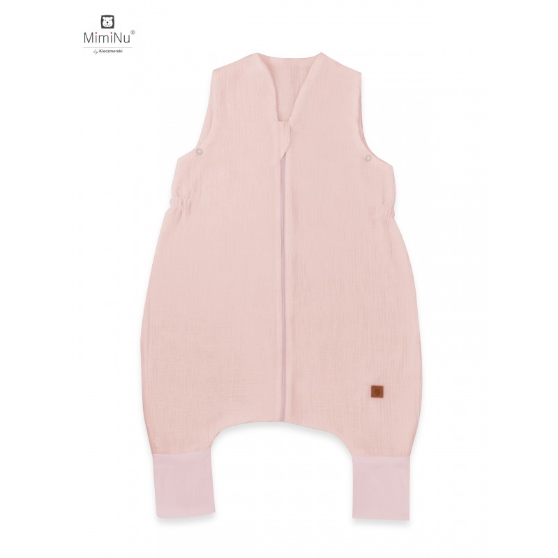 KIECZMERSKI Śpiworek do spania letni z nogawkami MUŚLIN S bawełna 100% 1-2,5 lat, 0,5-1TOG pudrowy róż