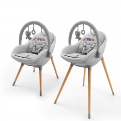 KINDERKRAFT Krzesełko do karmienia 2w1 FINI UP szary