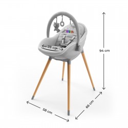 KINDERKRAFT Krzesełko do karmienia 2w1 FINI UP szary