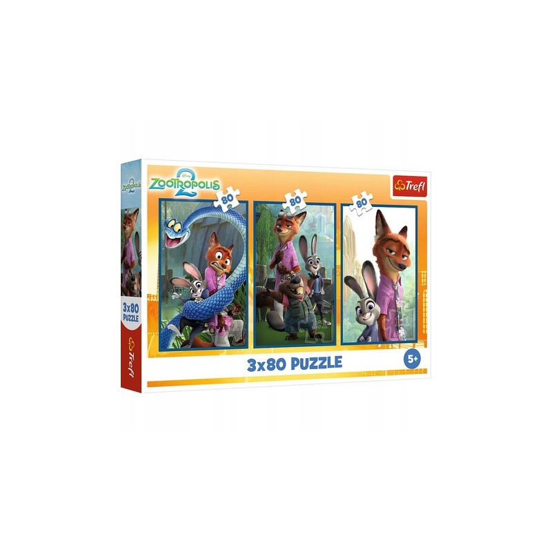 TREFL 34897 Puzzle 3x80 Zwierzakowe śledztwo /Disney Zootopia