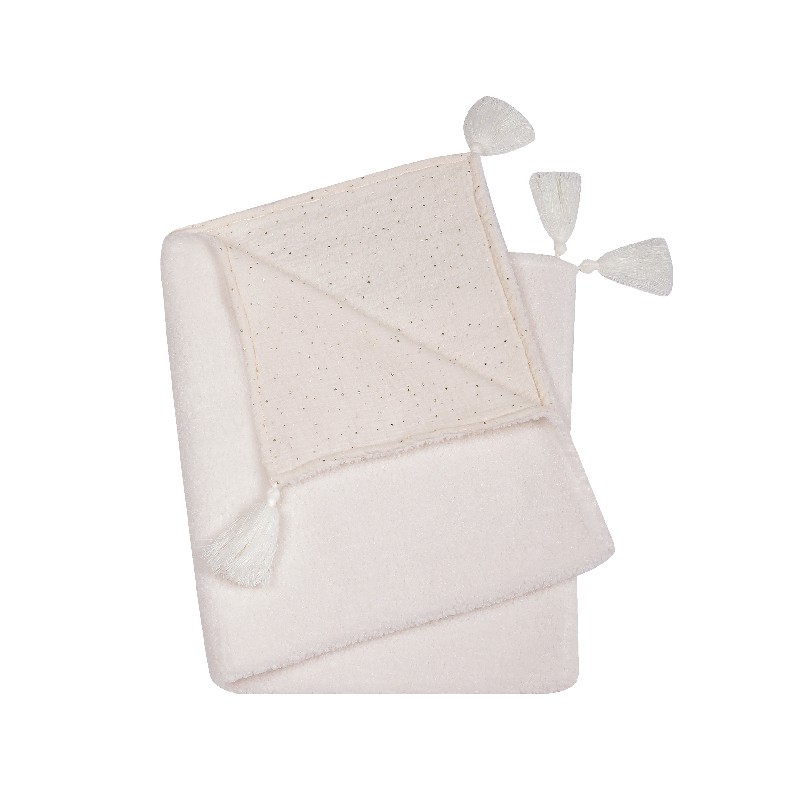 DUET BABY 738 Kocyk muślin druk + boucle 90x80 cm