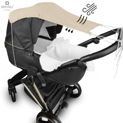 KIECZMERSKI Daszek do wózka, osłonka przeciwsłoneczna MUŚLIN bawełna 100% ciepły beż