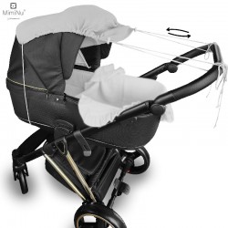 KIECZMERSKI Daszek do wózka, osłonka przeciwsłoneczna MUŚLIN bawełna 100% popiel